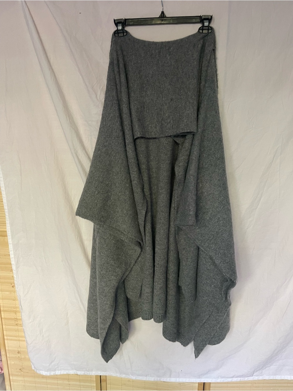 Free People Ellie Scarf Wrap Duster Sweater Kimono Grey Boho Contemporary Size L - Picture 8 of 16